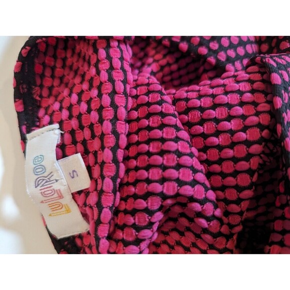 LuLaRoe SZ S Sarah long Cardigan Duster Black With Pink Polka-dots‎ Neon Rare - Picture 5 of 6